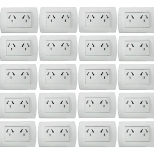 Pack X 20 Llave De Luz Armada Con Modulo Toma Doble Sica Linea Life Blanco Puro