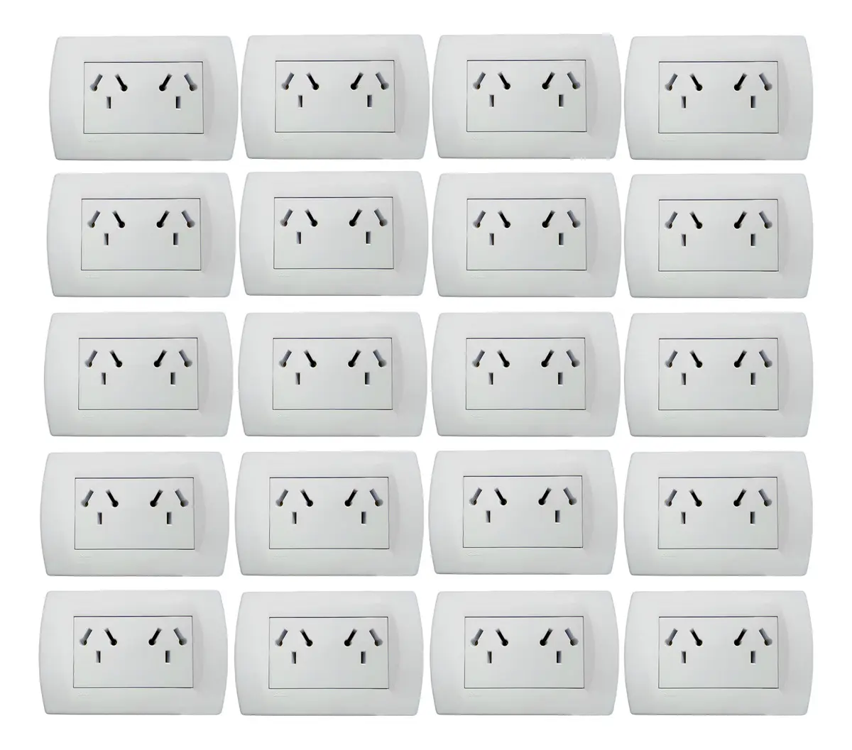Pack X 20 Llave De Luz Armada Con Modulo Toma Doble Sica Linea Life Blanco Puro